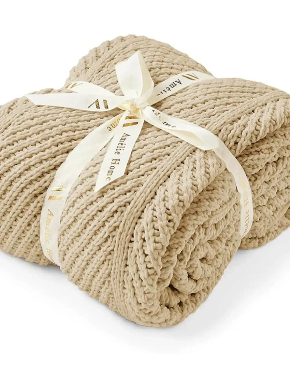 Knit Throw Blanket, Soft Chenille Cozy Breathable Chevron Chunky Decorative Blan
